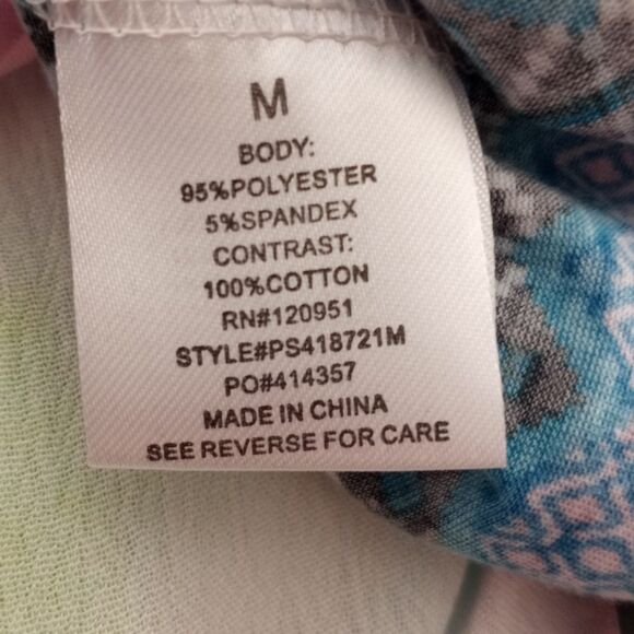 PINK ROSE AZTEC TEAL CROCHET BACK TOP SZ.M NWT - Picture 5 of 9